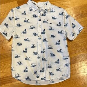 Vineyard Vines Kids White and Blue Button Down Shirt